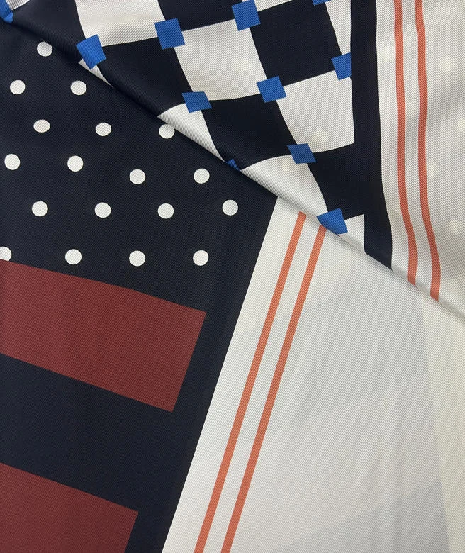 Printed silk with geometric patterns